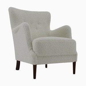 Danish Lounge Chair in Sheepskin Fabric, 1960s