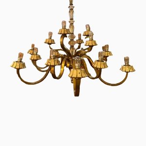 Lampadario vintage a 18 luci in bronzo