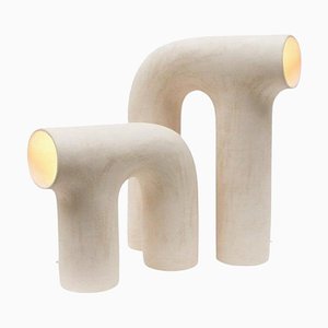 White Arche #3 and #4 Stoneware Table Lamps by Elisa Uberti, Set of 2