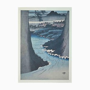 After Utagawa Hiroshige, Panoramic View of Saruhashi, Mid-Century, Litografía