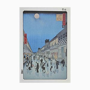 Nach Utagawa Hiroshige, View of Urban Japan, Mitte des 20. Jahrhunderts, Lithographie
