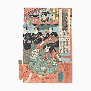 Stampa Utagawa Kunisada, scena Kabuki, metà XIX secolo