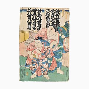 Utagawa Kunisada, Kabuki Szene, Holzschnitt, Mitte 19. Jh