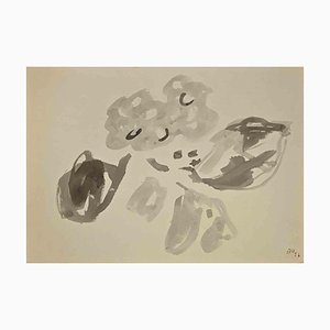 Vincenzo Gatti, Composition Abstraite, Aquarelle sur Papier, 1957