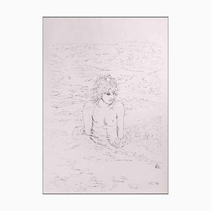 Anthony Roaland, The Boy at the Sea, dibujo original, 1980