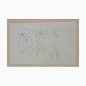 Victor Adam, Soldiers, Original Drawing in Pencil, 1850s