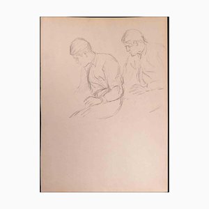 Figures, Drawing in Pencil, Early 20th-Century