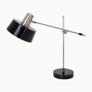 Modernist Silver and Black Desk Lamp, 1950s