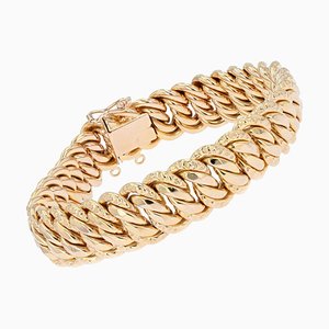 French 18 Karat Rose Gold Chiseled Curb Bracelet, 1950s