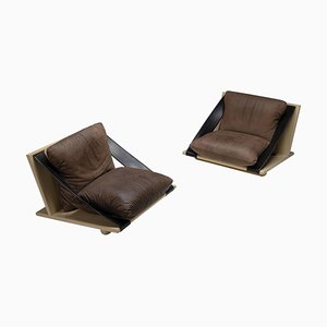 Fauteuils en Laque et Cuir, Italie, 1970s