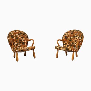 Mid 20th Century Scandinavian Modern Muslingestolar or Clam Chairs, Set of 2