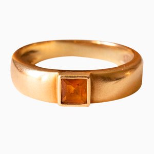 14k Gold Ring with Citrine Quartz, 1950s-1960s
