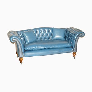 Divano Chesterfield Guglielmo IV Regency in pelle blu, inizio XIX secolo