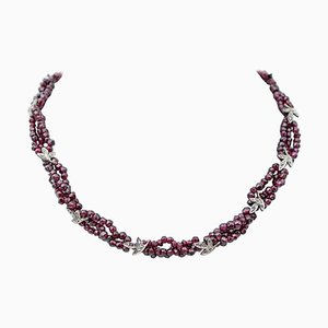 Garnets with Diamonds & Torchon Necklace