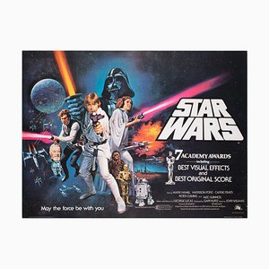 Poster del film Star Wars originale Quad Style C Oscar di Chantrell, 1977