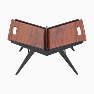 Mid-Century Italian Black Lacquered Beech Magazine Rack by Cesare Lacca, 1950s