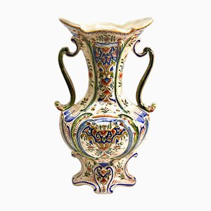 Vase en Faïence Peinte à la Main, Rouen, 1900s