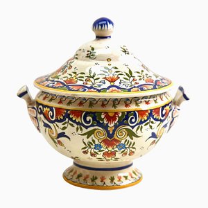 Hand-Painted Faience Tureen from Rouen, 1900s