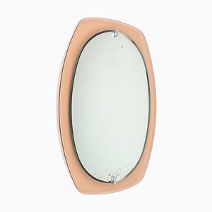 Mid-Century Italian Wall Mirror in Glass Pink by Veca, 1970s