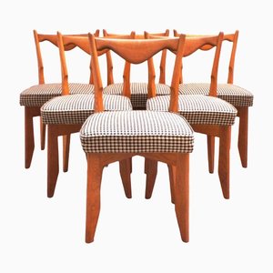 Vintage Chairs in Solid Oak from Guillerme & Chambron, Set of 6