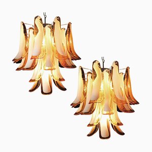 Italian Murano Glass Petal Chandeliers, Set of 2