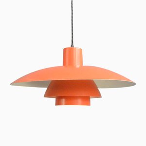 Lampe à Suspension Modèle Ph4 Orange par Louis Poulson, 1960s