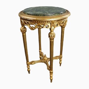 Antique Side Table in Italian Marble and Gold Gilded Wood