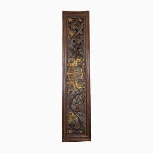 Large Antique Wooden Facade Ornament with Carvings