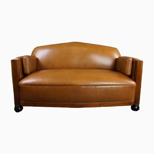 Art Deco Two-Seat Sofa in Leather