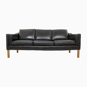 Scandinavian Sofa in Black Leather