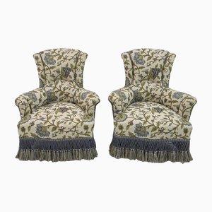 Set of Napoleon III Brocade Armchairs, 19th Century