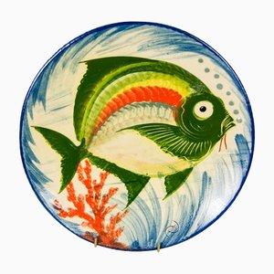 Spanish Ceramic Hand Painted Wall Hanging Plate by Diaz Costa, 1960s