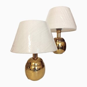 Italienische Tischlampen aus goldenem Messing, 1980er, 2er Set