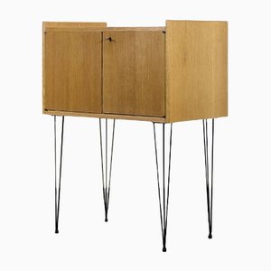 Modern Scandinavian Teak Wood Cabinet with Metal Hairpin Legs, 1960s