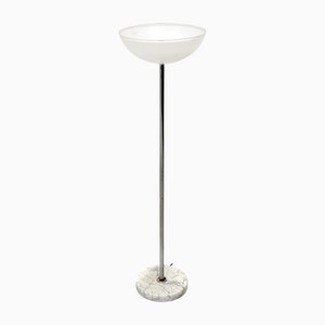 Lámpara de pie con base de mármol y difusor de cristal de Murano, años 70