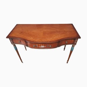 English Satinwood and Painted Demi-Lune Console Table