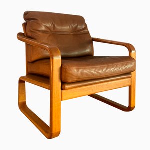 Danish Leather and Teak Chair, 1960s