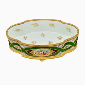 Centro de mesa Napoleón III de porcelana dorada