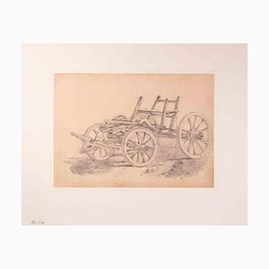 Alexandre Bida, carruaje, dibujo original, mediados del siglo XIX