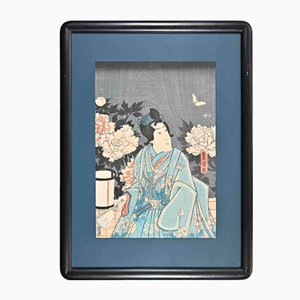 Impresión en madera de Utagawa Kunisada, actor de Kabuki, mediados del siglo XIX