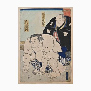 After Utagawa Kunisada, Sumo Fighter, Woodblock Print, Mid 19th-Century