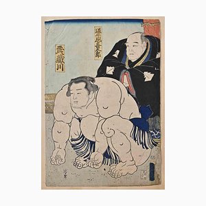 Nach Utagawa Kunisada, Sumo Fighter, Holzschnitt, Mitte 19. Jh