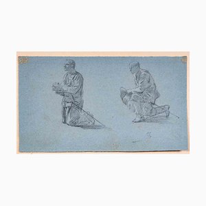 Alexandre Bida, Männer, Bleistiftzeichnung, Mitte 19. Jh