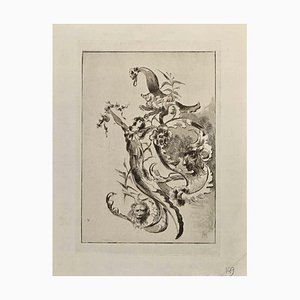 Edouard Dufeu, flotante, aguafuerte original, finales del siglo XIX