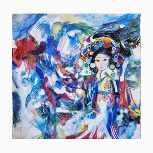 Li Qing-Yan, The Heavenly Maids Scatter Blossoms, 2018, Tinta en papel