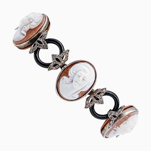 9 Karat Rose Gold and Silver Retrò Bracelet