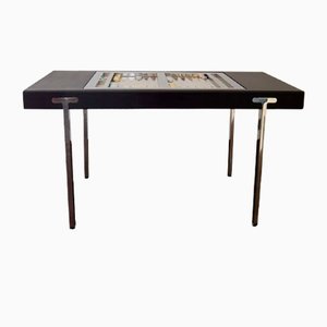 Ebonised and Nickel Tilt Top Backgammon Table