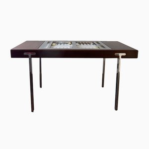 Brauner polierter Backgammon Tisch mit Nickel Tischplatte