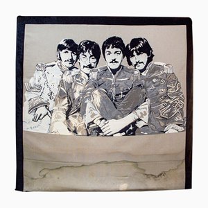 Italian Embroidered Headboard with the Beatles, 1980s