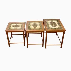 Danish Nest of Tables with Tiles, 1970s, Set of 3